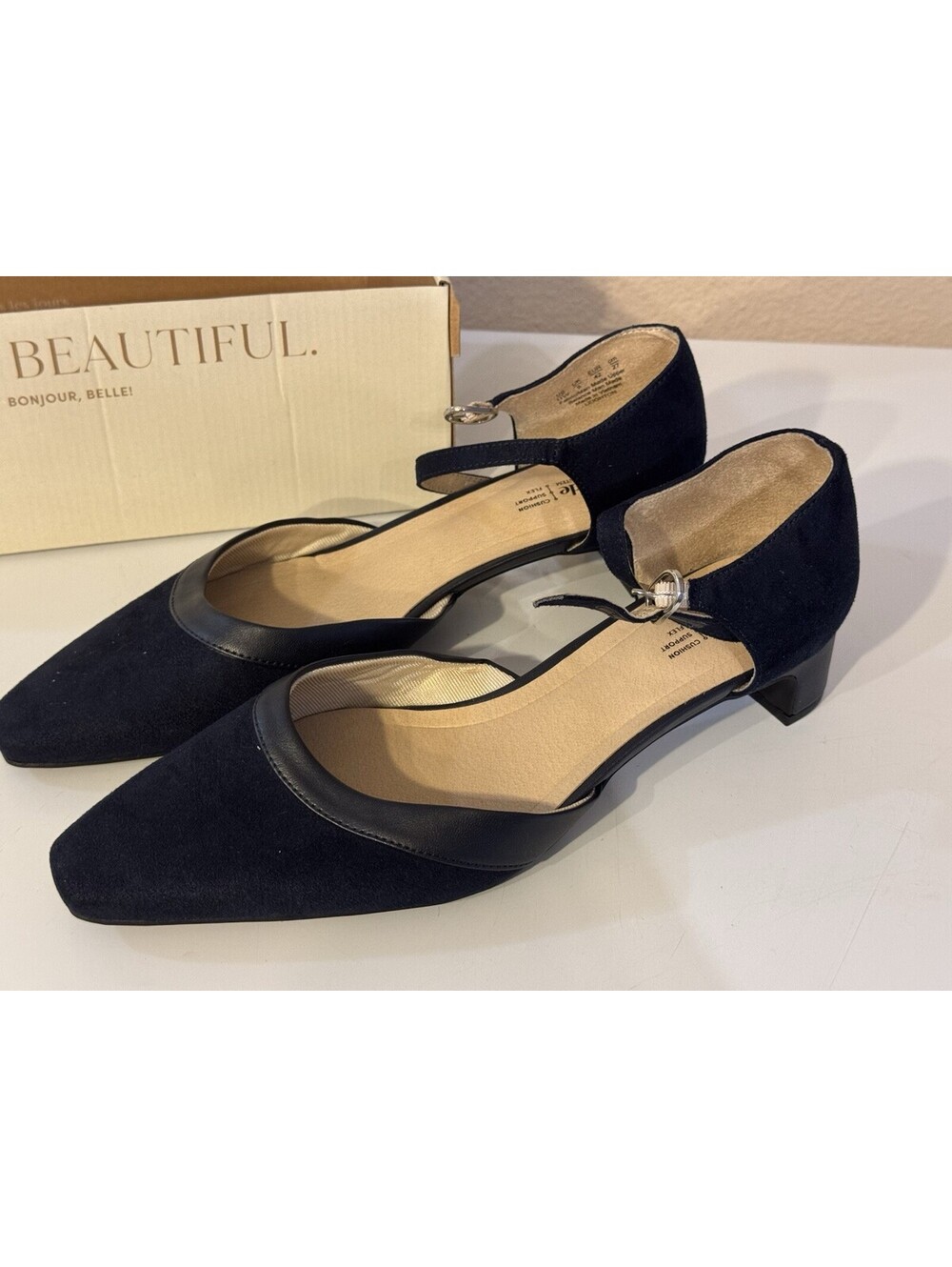 LifeStride Navy Blue Mary Jane D’Orsay Pumps Women’s 11W Wide Low Heel NIB